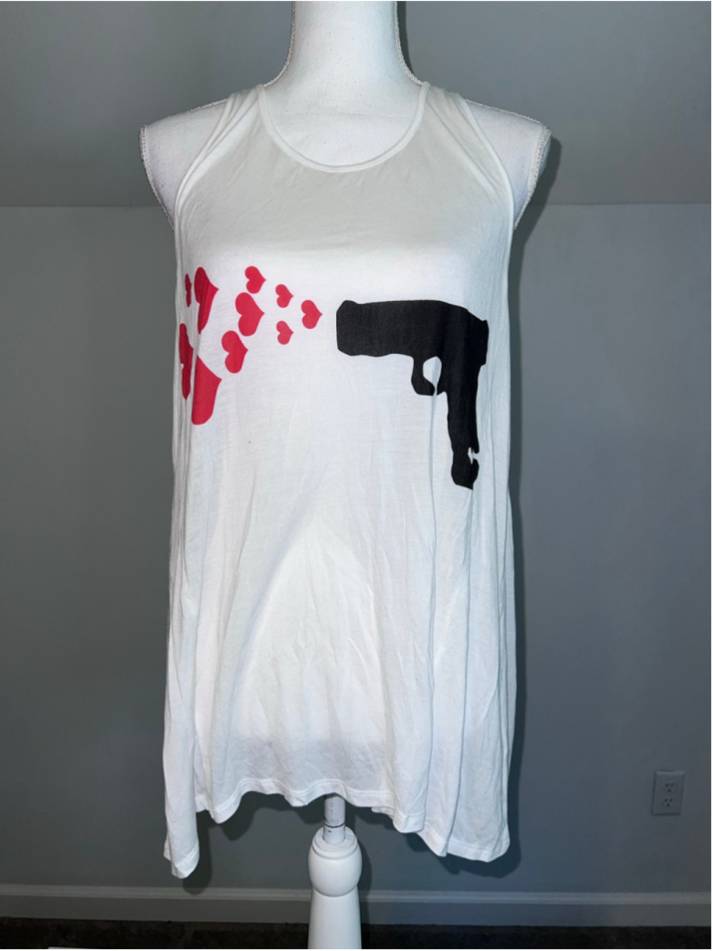 Torn by Ronny Kobo Tank Top Size S White Red Black Graphic